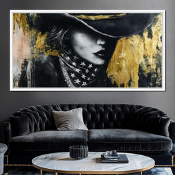 Golden Cowgirl Noir Star Silhouette - NicheCanvas