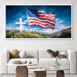 Majestic Peaks and Patriotism - NicheCanvas