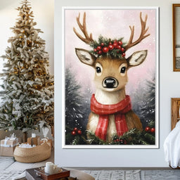 Holiday Reindeer Berries Cheer - NicheCanvas