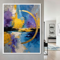 Golden Crescent Over Blue Sky - NicheCanvas
