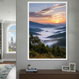 Sunrise Over Misty Mountains - NicheCanvas