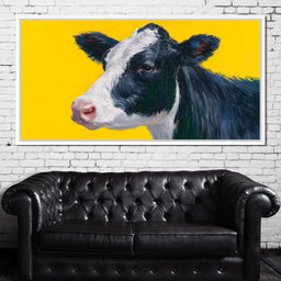 Bovine Dreams on Bright Yellow - NicheCanvas