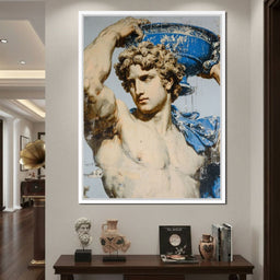 Marble Statue With Blue Urn - NicheCanvas