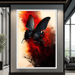 Butterfly on Fiery Backdrop - NicheCanvas