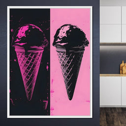 Black Pink Ice Cream Cones - NicheCanvas