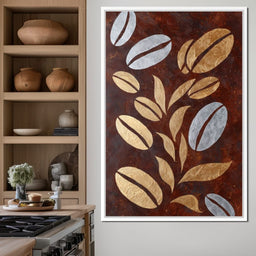 Golden Coffee Beans Botanical Flow - NicheCanvas