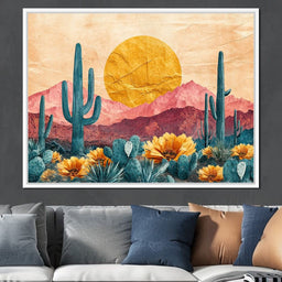 Desert Bloom Sunlit Peaks - NicheCanvas