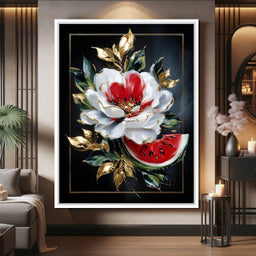 Golden Petals and Melon Muse - NicheCanvas