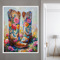 Wildflower Cowboy Boots - Neal Hackett - NicheCanvas