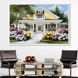 Sunlit Yellow Cottage Garden - NicheCanvas