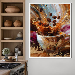 Golden Coffee Splash Reverie - NicheCanvas
