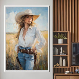 Cowgirl's Sunlit Respite - NicheCanvas