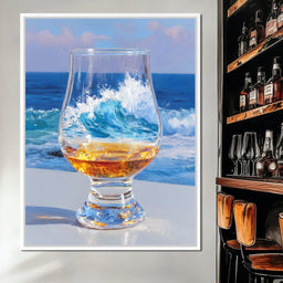 Ocean Wave Whisky Glass Stillness - NicheCanvas