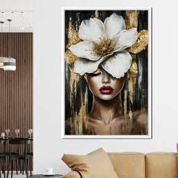 White Petals Golden Dreams - NicheCanvas