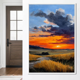 Golden Prairie Sunset Skystorm - NicheCanvas
