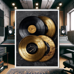 Gold Vinyl Records Noir Marble - NicheCanvas