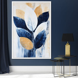 Golden Indigo Leaves - NicheCanvas