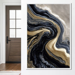 Liquid Gold Onyx Swirl Flow - NicheCanvas