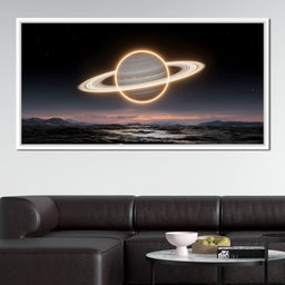 Luminous Saturn Over Alien Sea - NicheCanvas