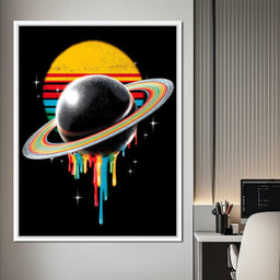 Retro Galactic Rainbow Saturn - NicheCanvas