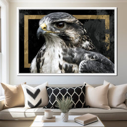 Golden Frame Falcon Portrait - NicheCanvas
