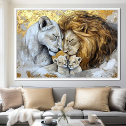 Lion Family Embrace - NicheCanvas
