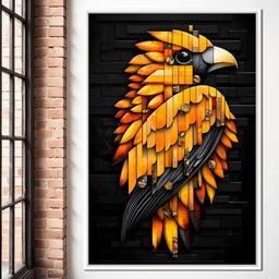 Golden Parrot Geometric Symphony - NicheCanvas