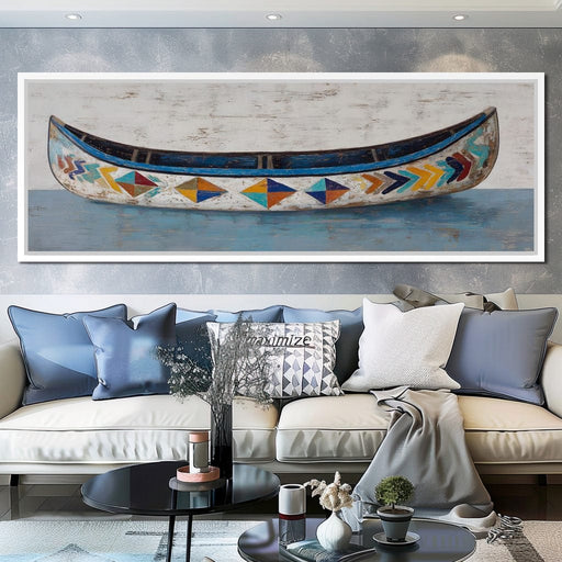 Colorful Coastal Canoe Drift Canvas Print