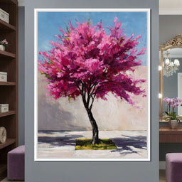 Fuchsia Blossom Tree Courtyard - NicheCanvas