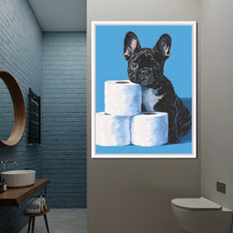 Frenchie Guarding Toilet Rolls - NicheCanvas