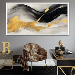Modern Gold Black Fluid Waves - NicheCanvas