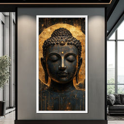 Golden Tranquil Buddha Portrait - NicheCanvas