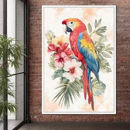 Tropical Parrot Floral Burst - NicheCanvas