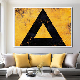 Yellow Grunge Triangle Signage - NicheCanvas