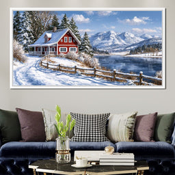 Solitude Beside The Frozen Mountain Lake - NicheCanvas