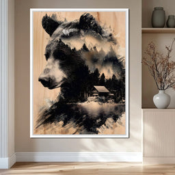 Bear Forest Cabin Reflections - NicheCanvas