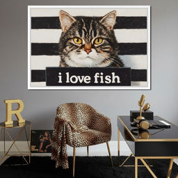 Tabby Cat Inmate Love Fish - NicheCanvas