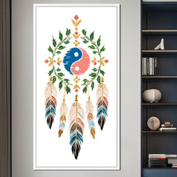 Boho Yinyang Feather Balance - NicheCanvas