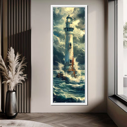 Beacon Amidst Stormy Shores - NicheCanvas
