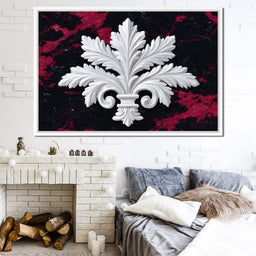 White Fleur De Lis Red Stone - NicheCanvas