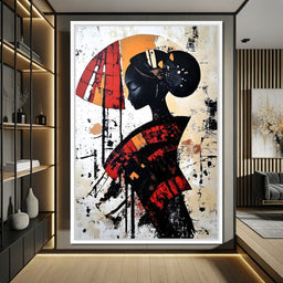 Silhouette Harmony in Amber Tones - NicheCanvas