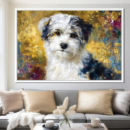 Golden Garden Puppy Portrait - NicheCanvas