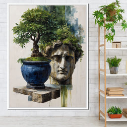 Blue Urn And Stone Head Grove - NicheCanvas