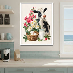 Farmhouse Cow Milk And Blooms - NicheCanvas