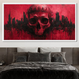 Crowned Skull Over Urban Ruins - NicheCanvas