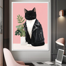Rebel Feline Fashion Portrait - NicheCanvas