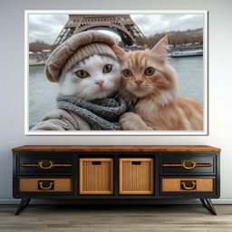 Parisian Feline Companions - NicheCanvas