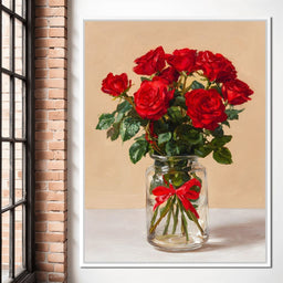 Red Rose Bouquet Glass Vase - NicheCanvas