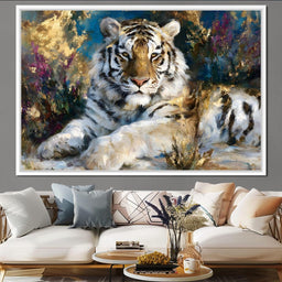 Golden White Tiger Reverie - NicheCanvas
