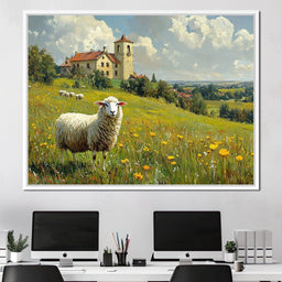 Meadow Sheep by the Countryside - NicheCanvas
